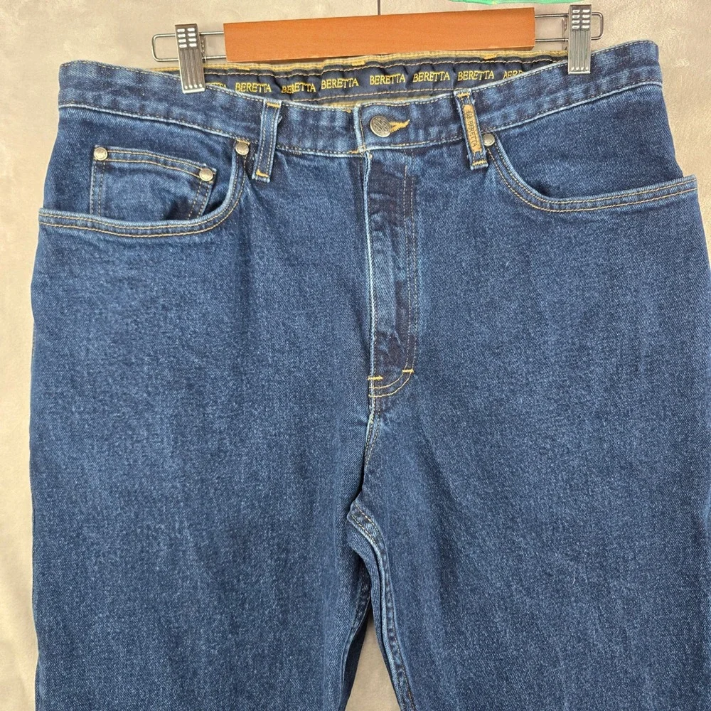 Beretta Jeans Mens 34x30 Blue Denim Made in USA Straight Leg Rugged Outdoor